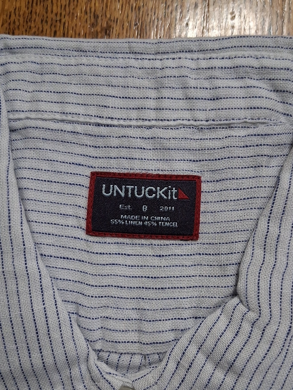 Untuckit Womens ANGELEN NEW Work Shirt 8 Top LINEN BLEND Blouse STRIPPED - Picture 4 of 8